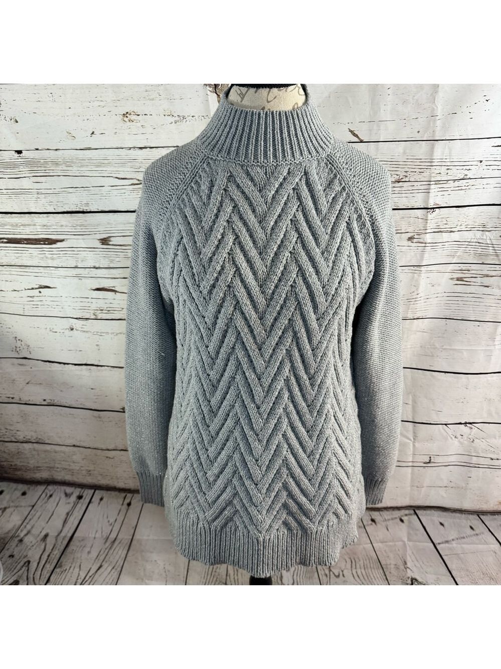 Chaps Cotton Blend Sweater Gray Large